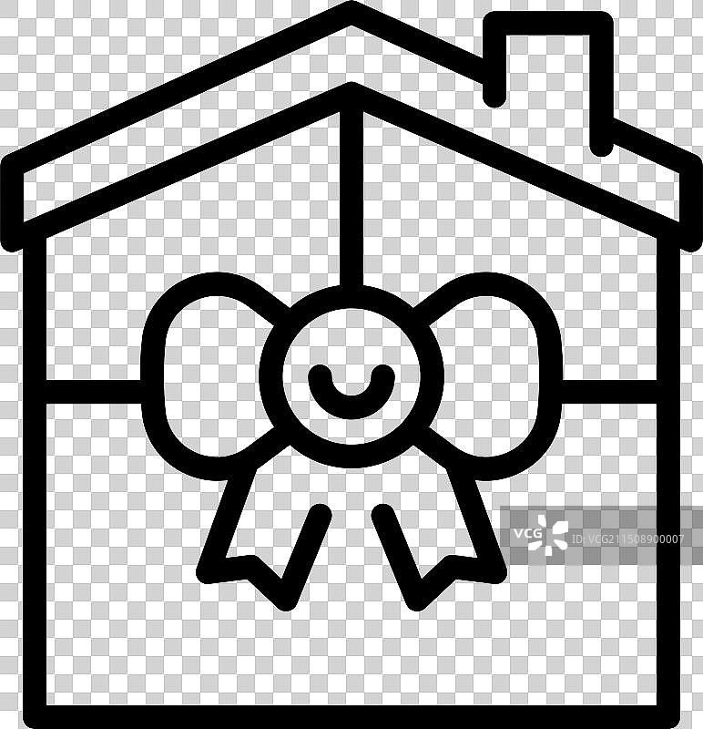 带装饰弓箭线条艺术的房屋图标图片素材