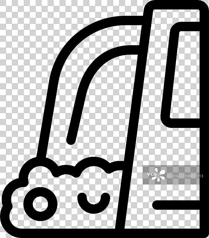 可爱微笑卡通真空吸尘器的线条艺术图标图片素材