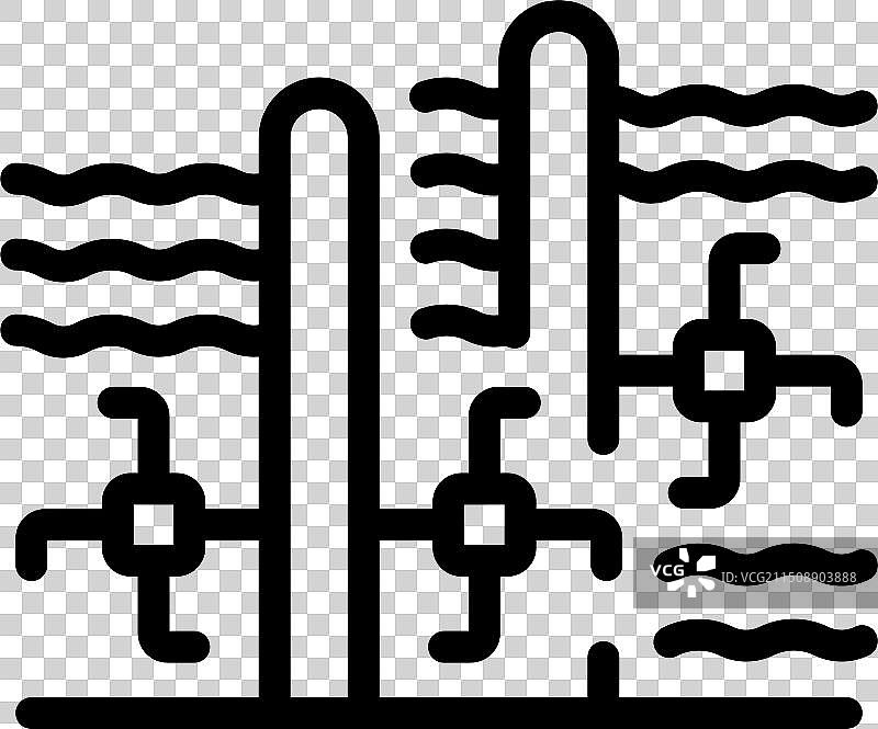 带阀门的水管黑白图标图片素材