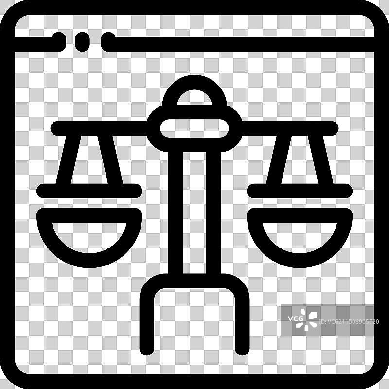 网页浏览器上的法律公正天平图标图片素材