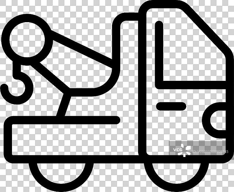 黑白线条拖车图标图片素材