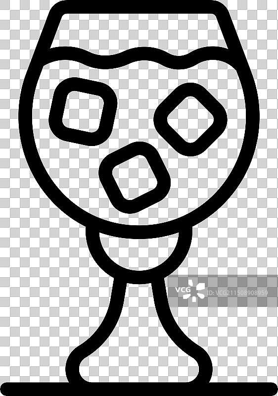 手绘加冰块威士忌酒杯图片素材