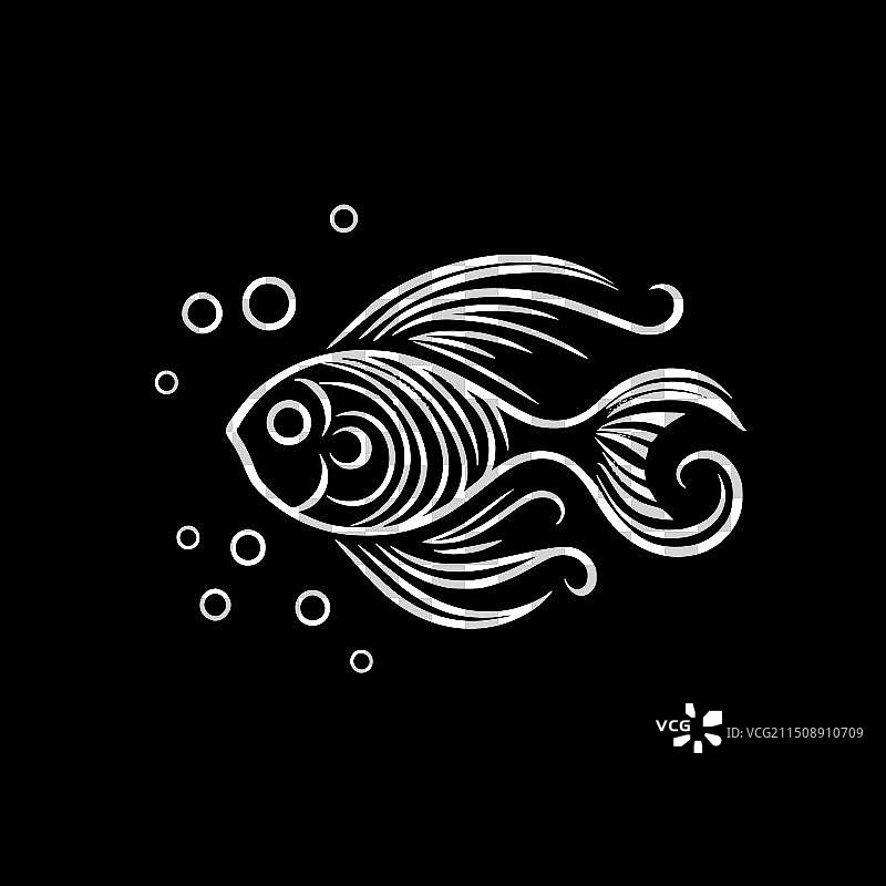 小丑鱼 - 黑白隔离图标图片素材