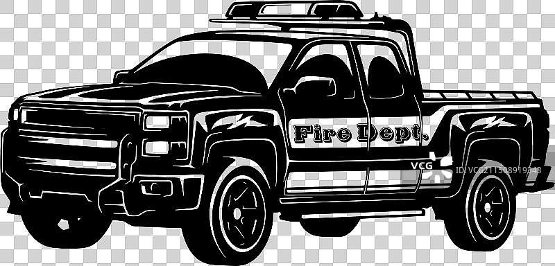 白色背景上的消防车简笔画图片素材