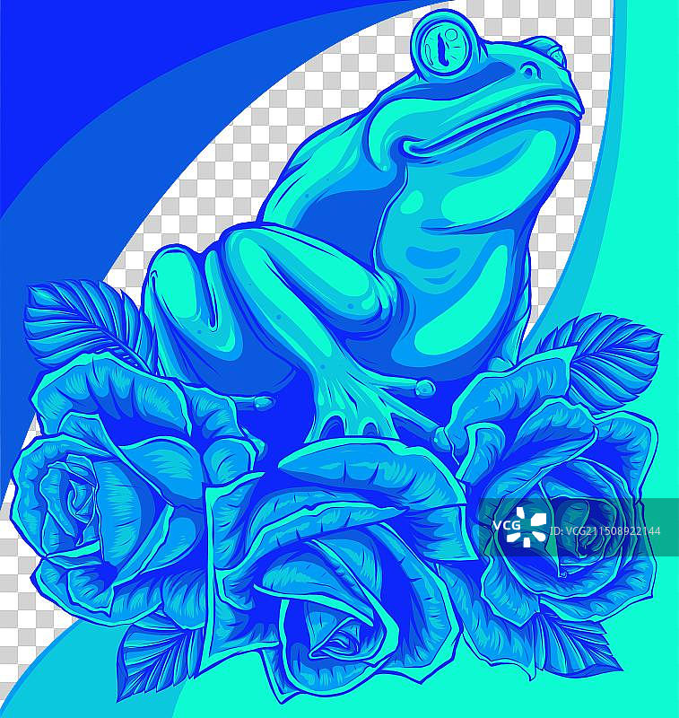 红玫瑰叶子上的青蛙图片素材