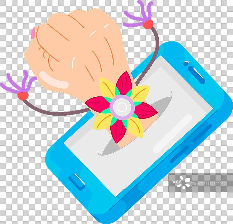 拉克沙·班丹节扁平贴纸图片素材