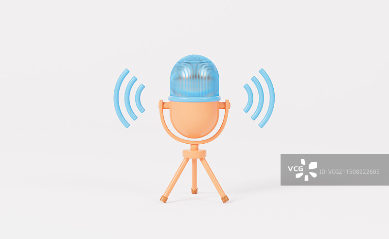 卡通麦克风扩音器3D插画图片素材