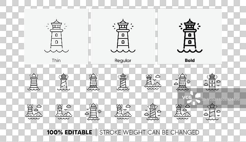 灯塔线性图标：探照灯塔图片素材