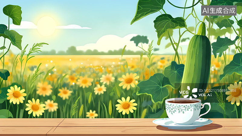 【AI数字艺术】瓜棚插画图片素材