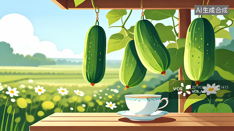 【AI数字艺术】瓜棚插画图片素材