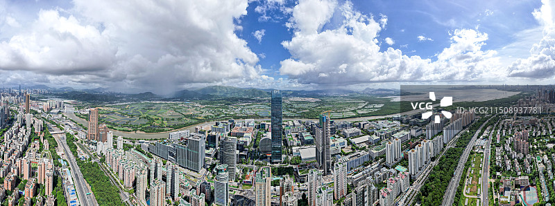 深圳福田保税区航拍城市街道全景图片素材