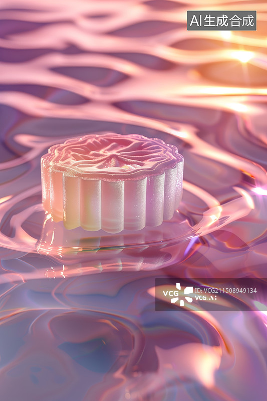 【AI数字艺术】粉色少女心中秋节新颖创新彩色月饼3D插画图片素材