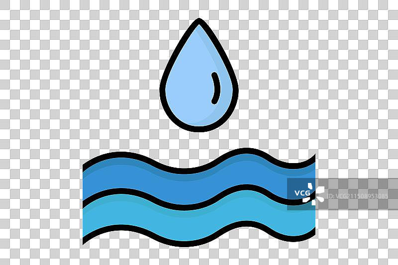 暴雨水图标：水滴与水面图片素材