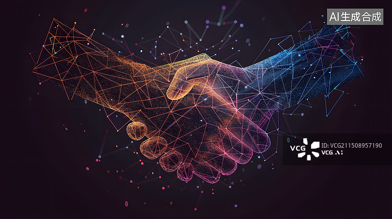【AI数字艺术】握手合作科技图图片素材