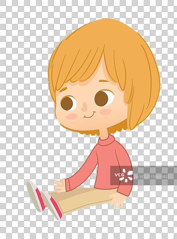 坐在地板上的可爱金发男孩图片素材