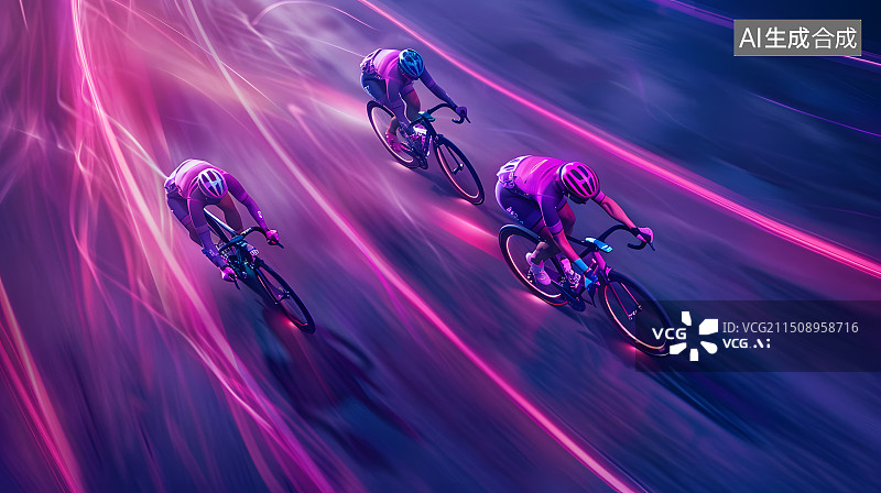 【AI数字艺术】紫色运动主题时尚配色运动会巴黎风采自行车赛配图图片素材