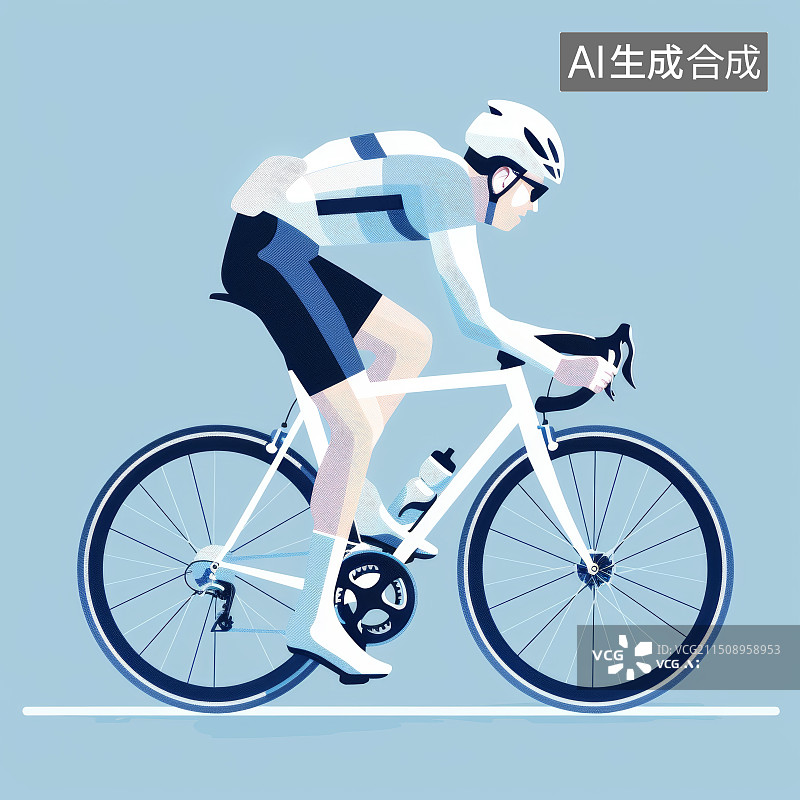 【AI数字艺术】自行车比赛特写插画图片素材