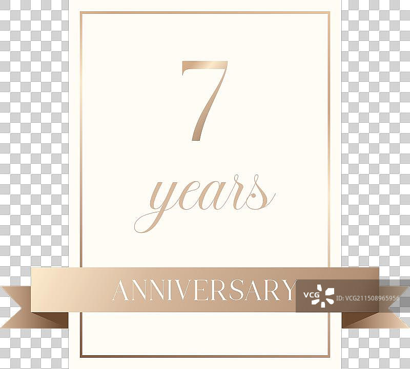 金色丝带装饰7周年纪念卡图片素材