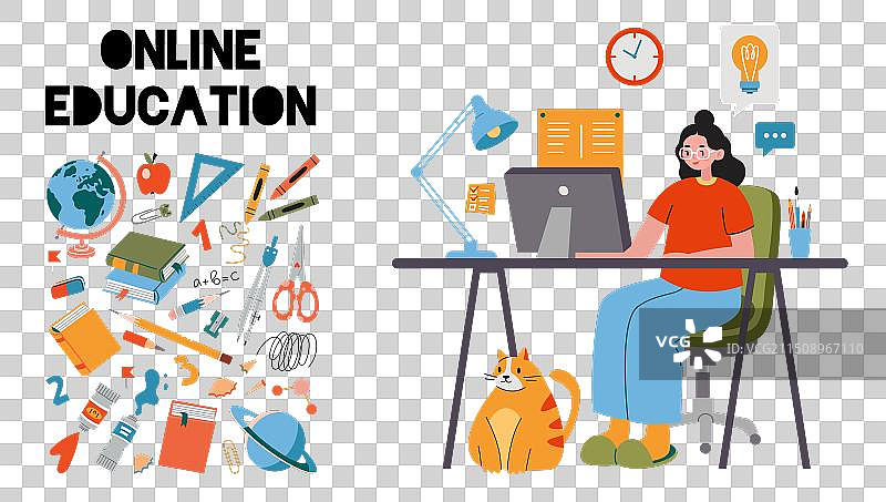 远程教育概念：女性学习图片素材