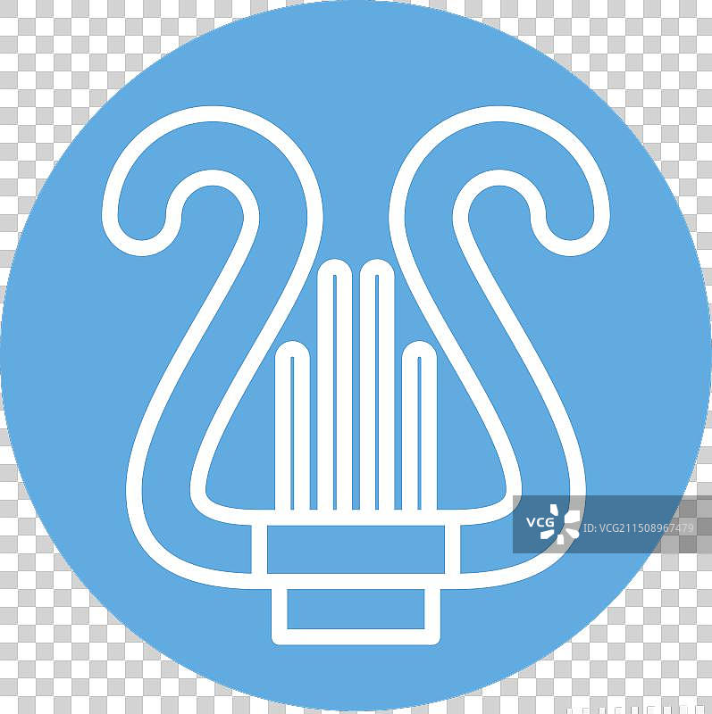 剧院蓝色渐变里拉琴图标图片素材