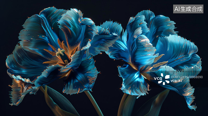 【AI数字艺术】蓝色鸢尾花图片素材