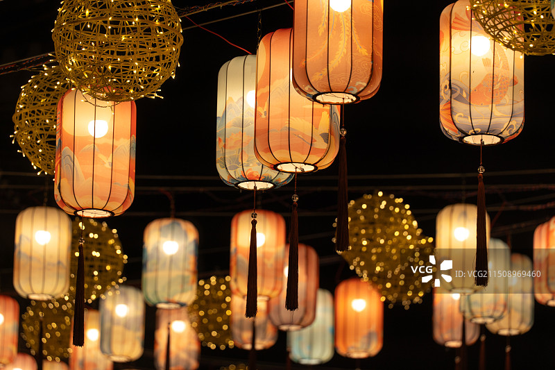 桂林兴安县夜景彩灯图片素材