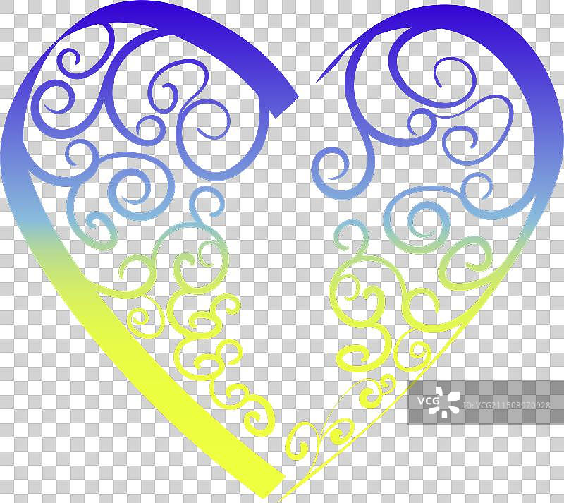 乌克兰国旗中的螺旋纹理渐变心形图片素材