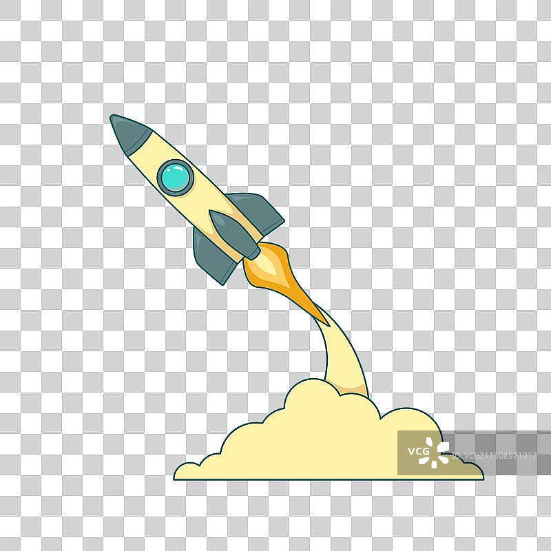 纤细的复古卡通火箭发射图片素材