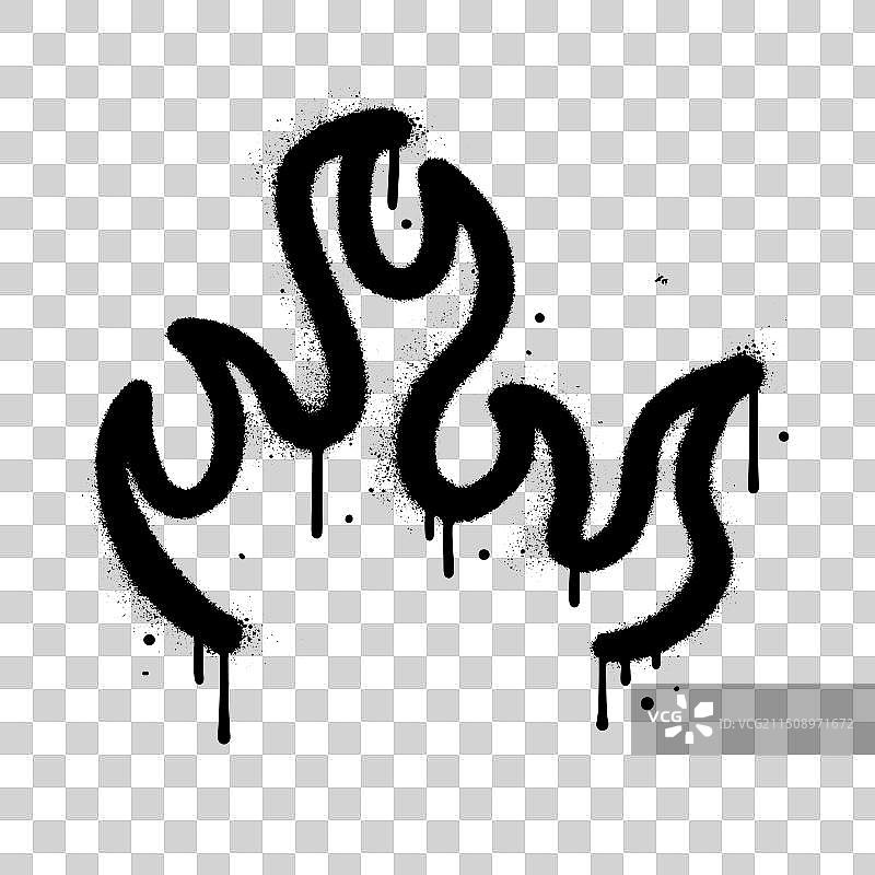 黑色喷涂的城市涂鸦火焰线性形状图片素材