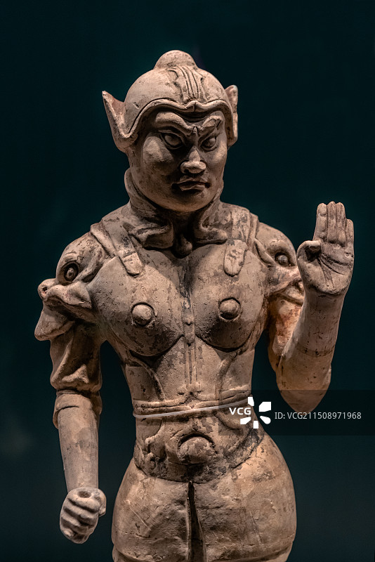 嘉兴博物馆，长武县博物馆藏唐代彩绘武官俑图片素材