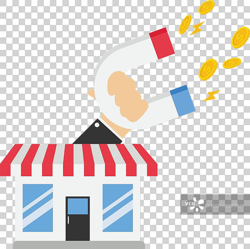 用手里的磁铁吸引顾客的商店图片素材