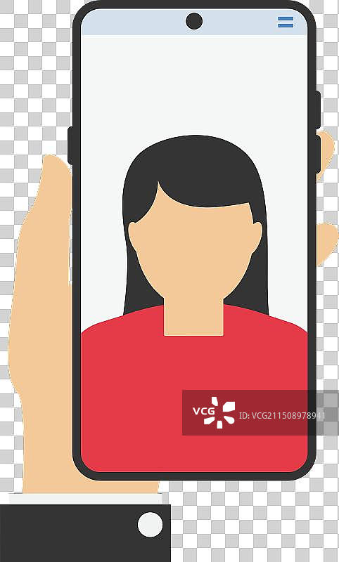 年轻女人用智能手机自拍图片素材