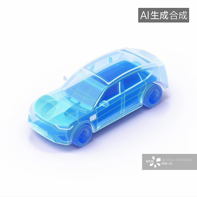【AI数字艺术】汽车无人驾驶玻璃质感图标图片素材