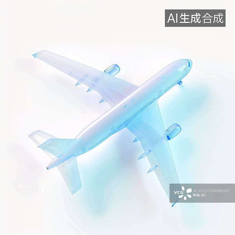 【AI数字艺术】航空飞机玻璃质感图标图片素材