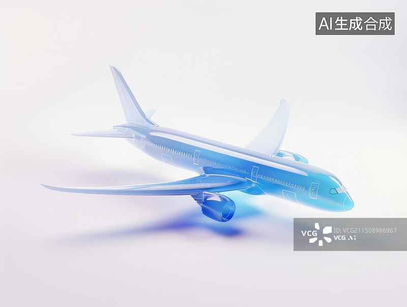 【AI数字艺术】航空飞机玻璃质感图标图片素材