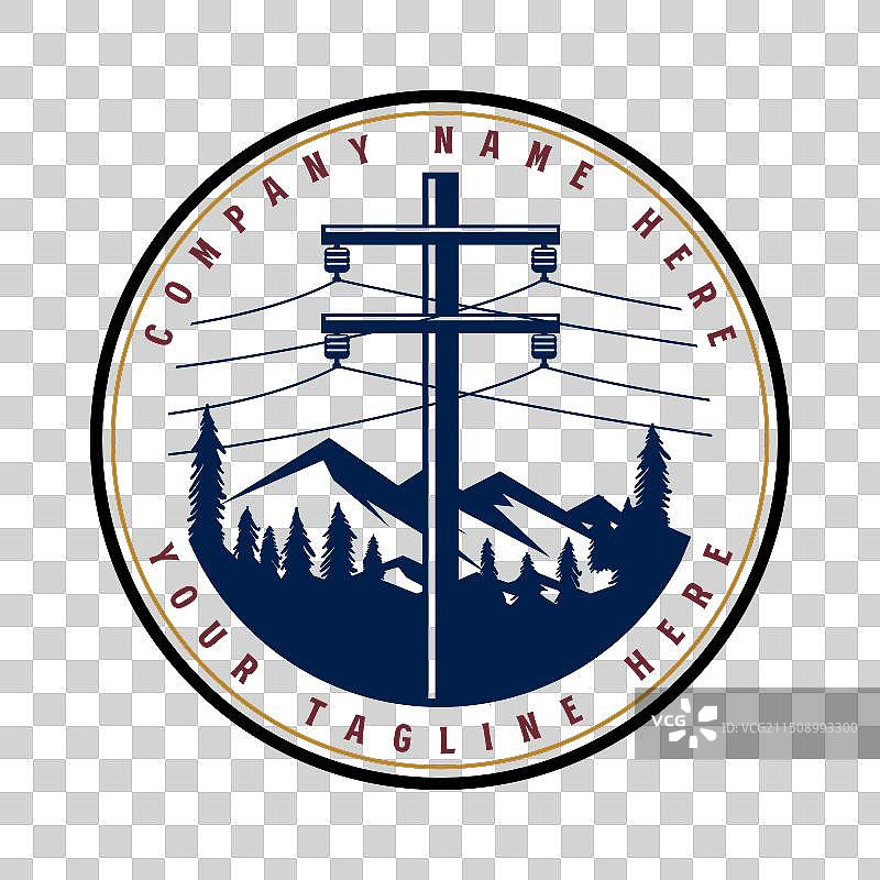 带有山地森林的复古电线杆图片素材