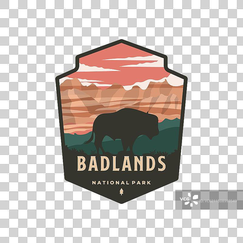 恶地国家公园复古标志设计图片素材