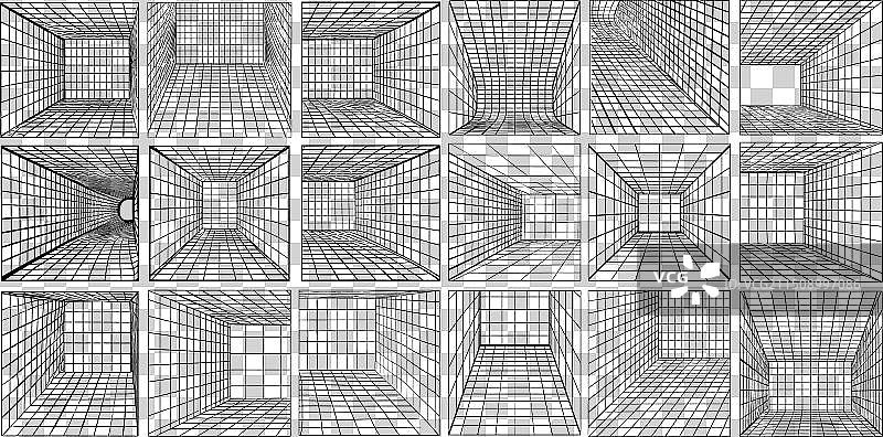 透视网格墨水草图线框集图片素材