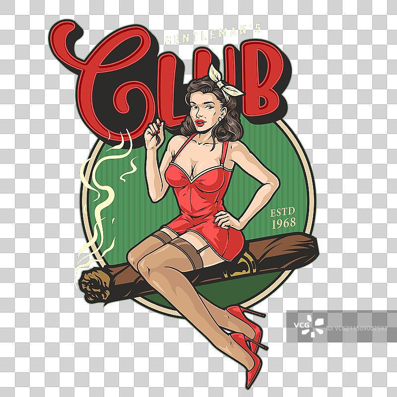 绅士俱乐部复古彩色海报图片素材