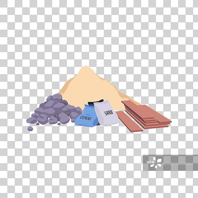 岩石、石堆、沙堆和木袋图片素材