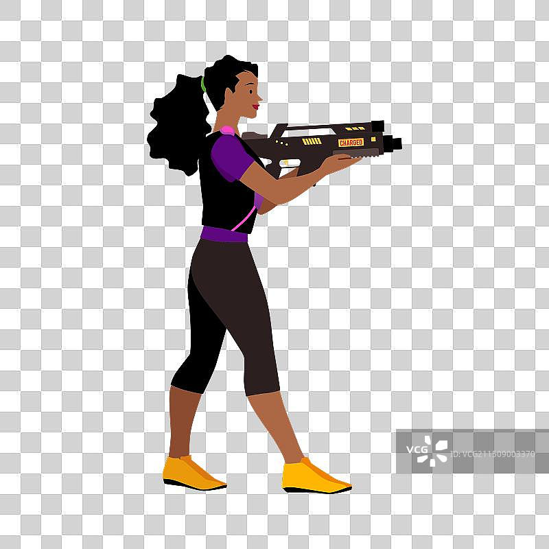 激光枪射击女玩家图片素材