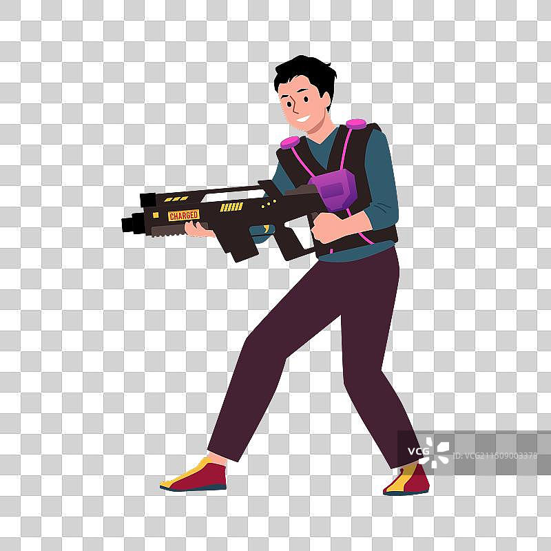 持激光枪的激光标签游戏玩家图片素材