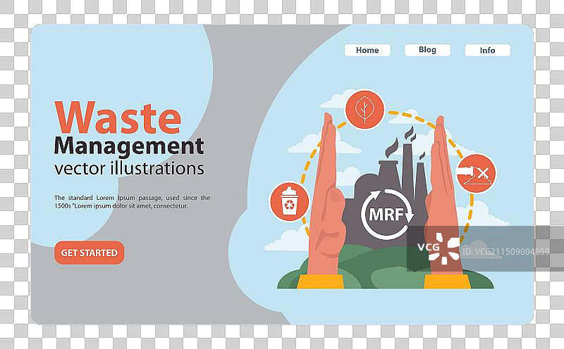 材料回收设施焦点扁平化设计图片素材