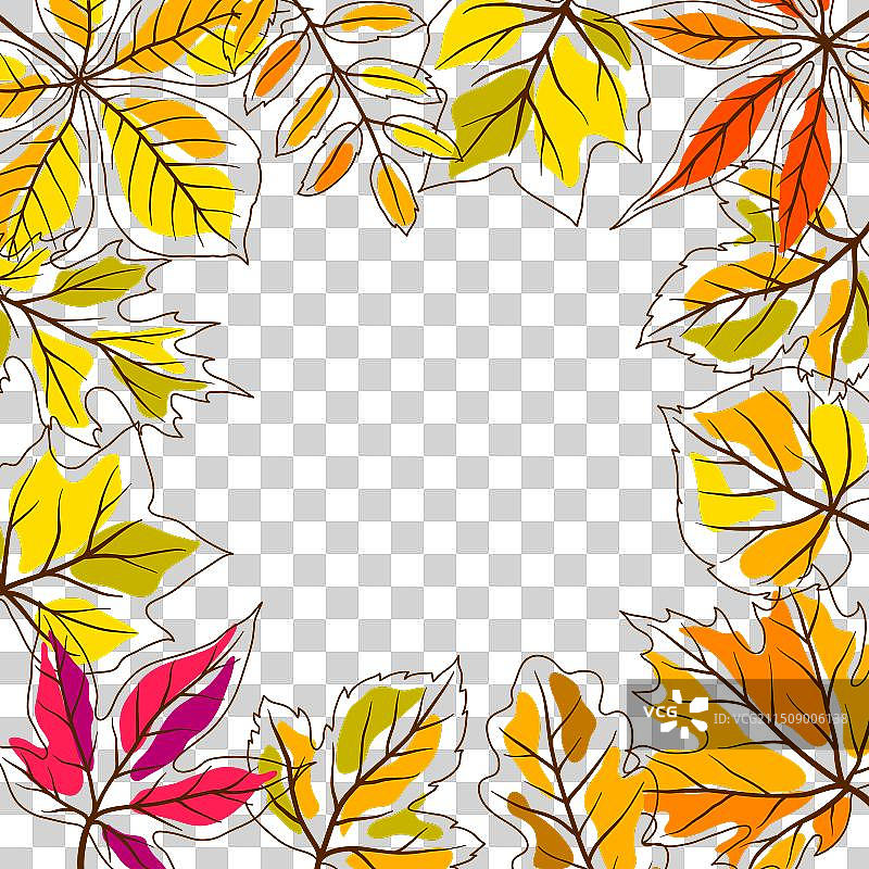 带有各种秋叶背景的框架图片素材