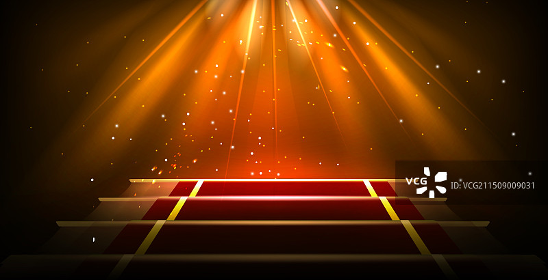 带楼梯的金色聚光灯舞台地台图片素材