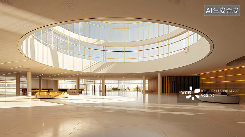 【AI数字艺术】天窗光影简约空间图片素材
