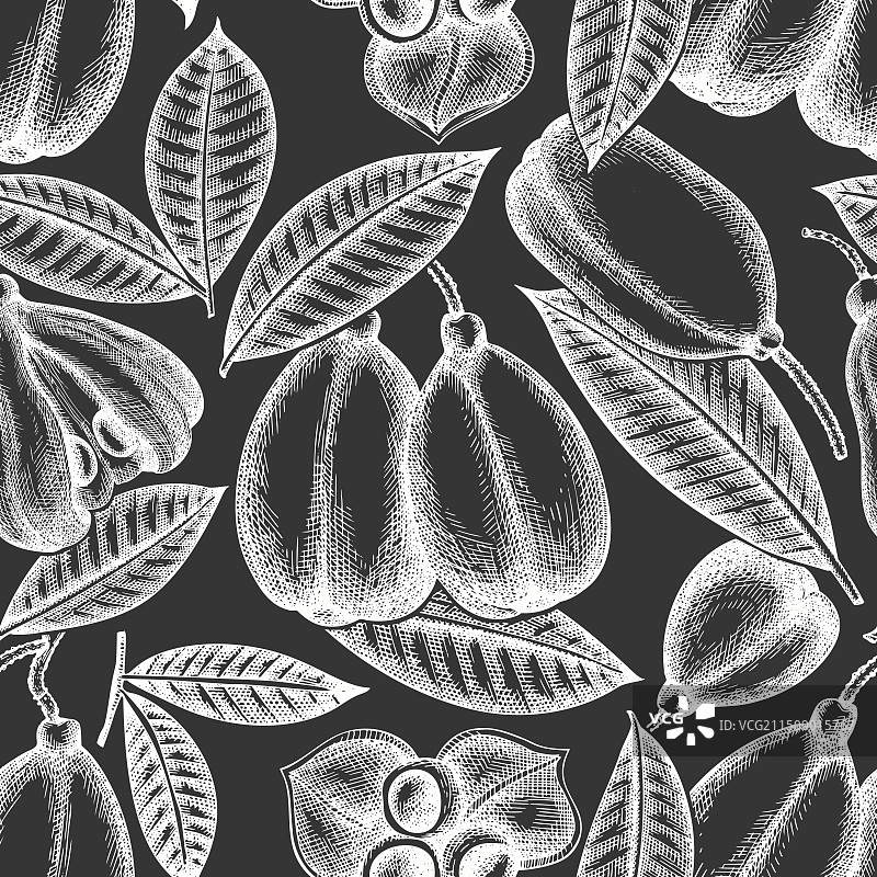 手绘风格西非荔枝果无缝图案图片素材