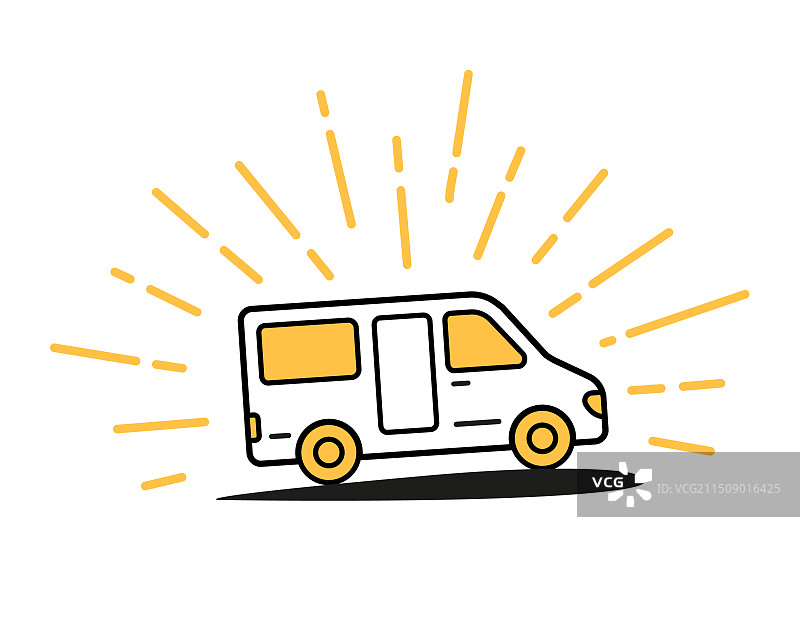 小巴送货车线性图标图片素材