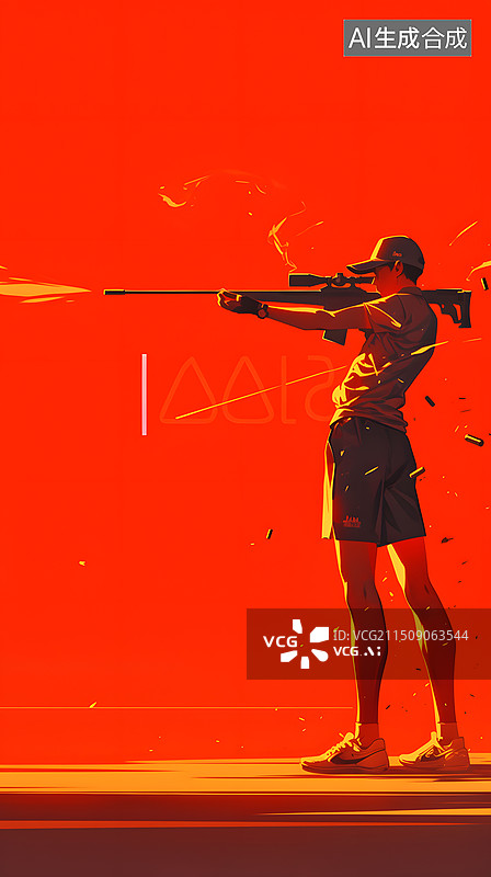 【AI数字艺术】奥运运动会射击比赛卡通插画图片素材
