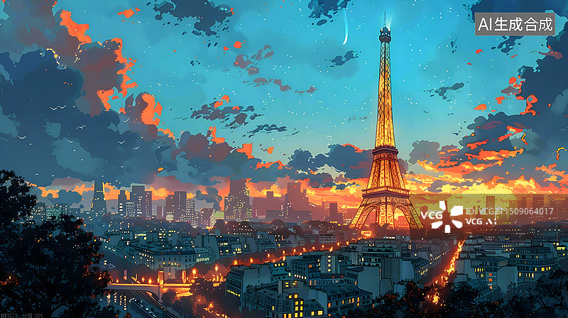 【AI数字艺术】艺术浪漫之都巴黎风光图片素材